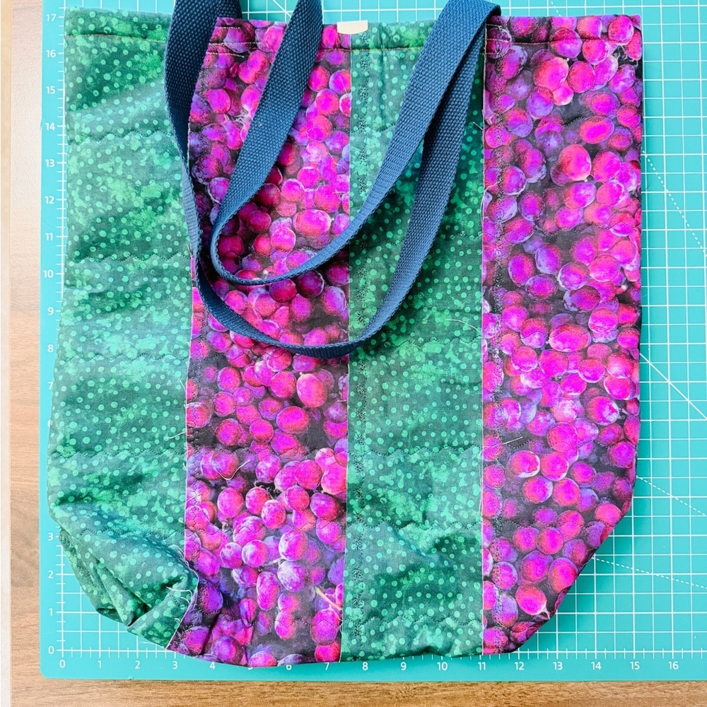 NEW Homemade Vibrant Purple and Green Tote Bag with thick fleece lining